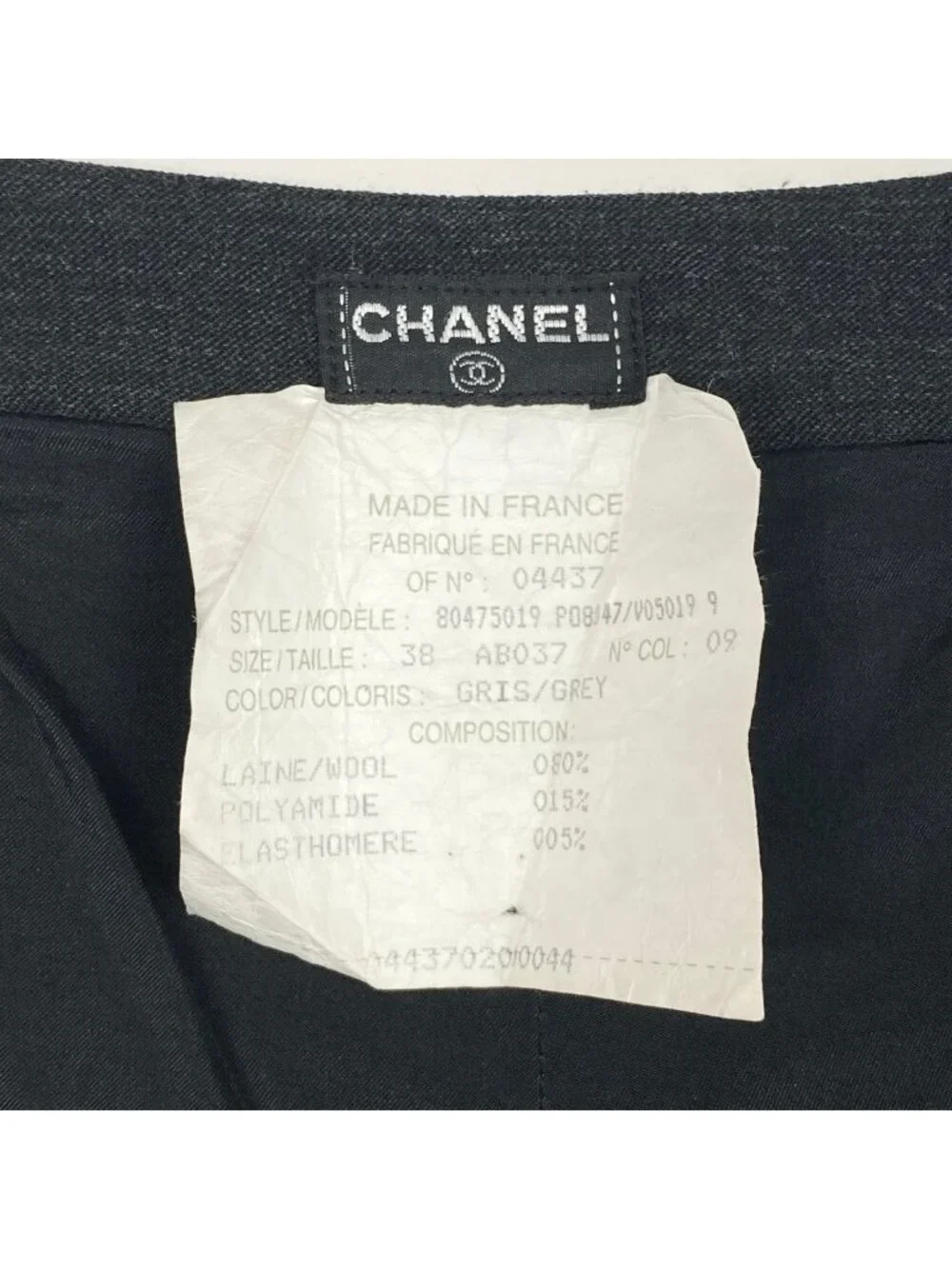 Chanel CC Logo Button Trousers Pants Gray 38
